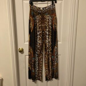 Wide leg animal print pants